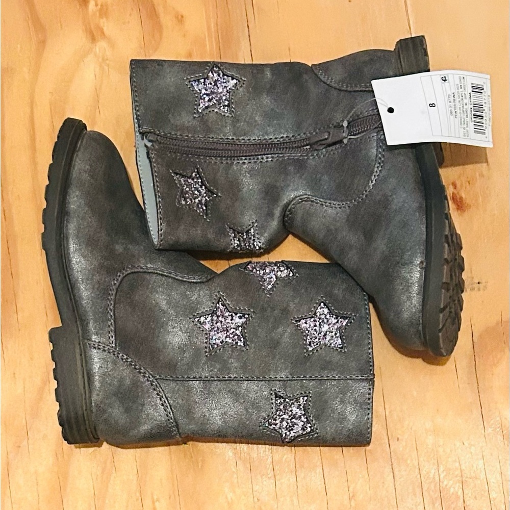 Cat & Jack Glitter Star Boots - Silver